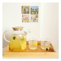  Afternoon tea Glass tea set Flower tea pot set Heat-resistant high temperature tea maker Filter bamboo tray