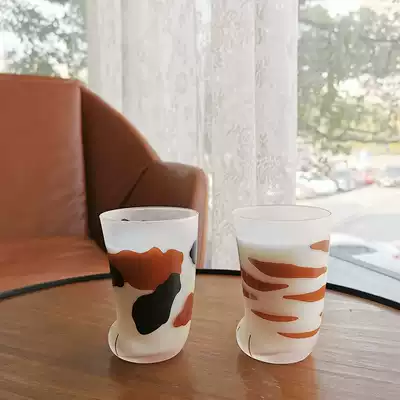 Douyin same Japanese imported Cute Cat Claw Cup glass frosted cat foot cup milk glass nitrate Cat Claw Cup
