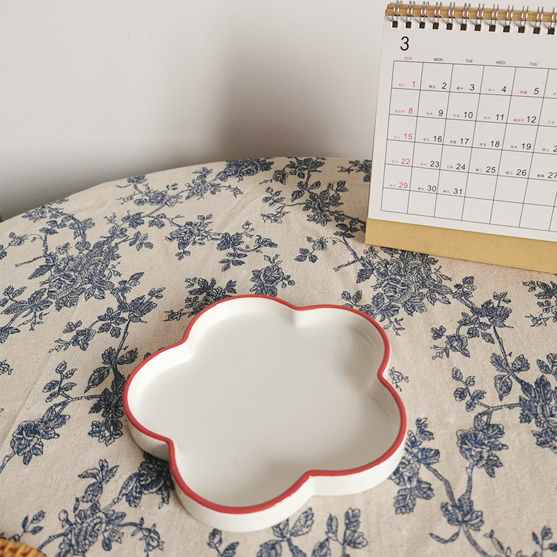 Day Style Creative Flower Styling Ceramic Dinner Plate Breakfast Dish Afternoon Tea Refreshments Dish Small Clear New Cake Tray Cutlery