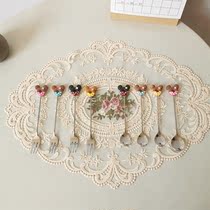 Small Andromeda Cartoon Mickey Candy Color Stainless Steel Fruit Fork Stir Spoon Ice Cream Mesh Red Sweet Spoons