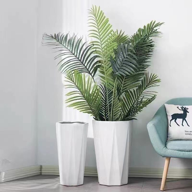 New Nordic Extra-Large Tall Diamond-Shaped Ceramic Flower Pot for Money Tree, Areca Palm, Indoor Living Room, Balcony