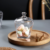 Japanese transparent glass jar snack storage jar nut cube sugar jar storage box with lid candy jar floral tea jar