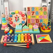 Baby children enlightened the sound of wood musical instrument 1 - 2 - 3 weeks 4 year old boy and girl around the bead toy