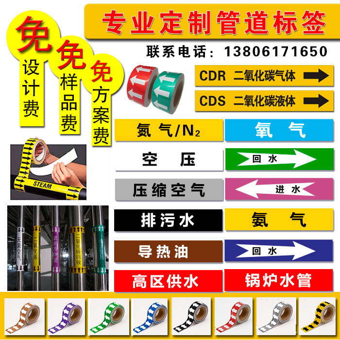 Reflective pipe logo Pipe label sticker Pipe flow arrow Self-adhesive arrow sticker Reflective logo