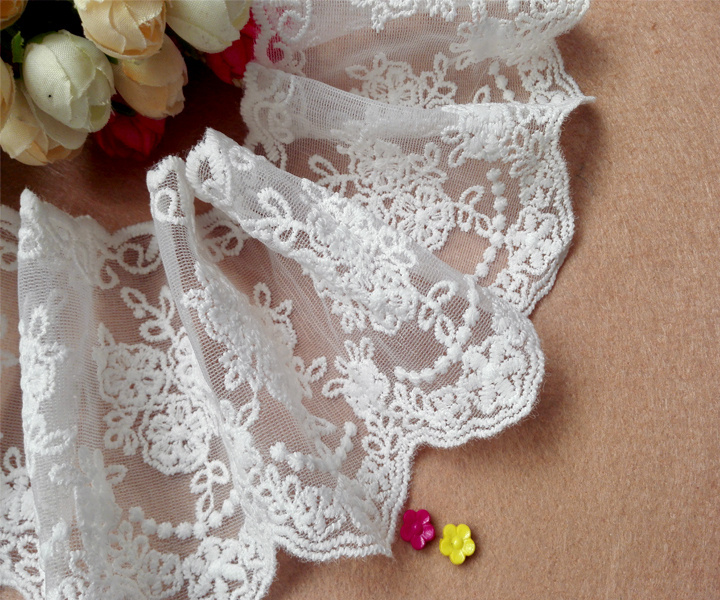 High-Quality Organza 9.5cm Water-Soluble Lace Trim Accessories for Clothing, Skirt Hem Decoration, DIY Embroidery