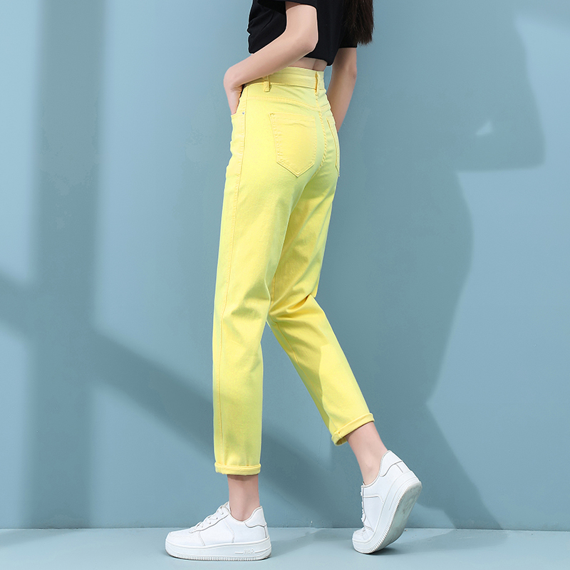 Yellow Jeans for Women, Summer Thin Pants, Slimming Harem Pants, Spring and Summer Casual Colorful Candy-Colored Dad Pants