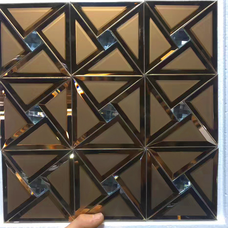 Eurostyle Edging Gold Grey Crystal Glass Mosaic Tiles TV Background Wall Parquet Frosted Decoration Wall Sticker