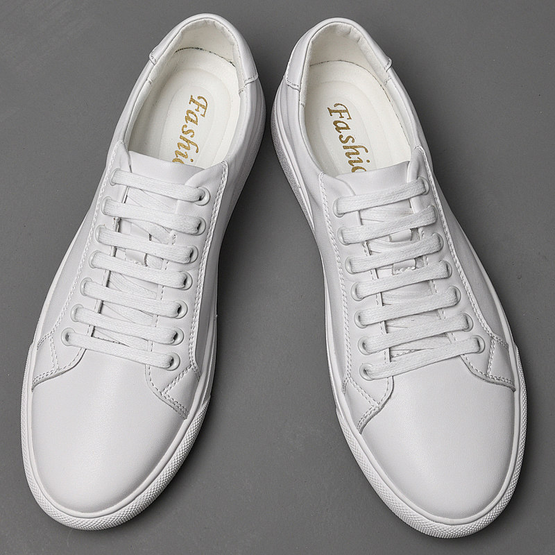 Men's real leather small white shoes men's national tide blast men's shoes net red casual shoes boys shoes pure white flat shoes