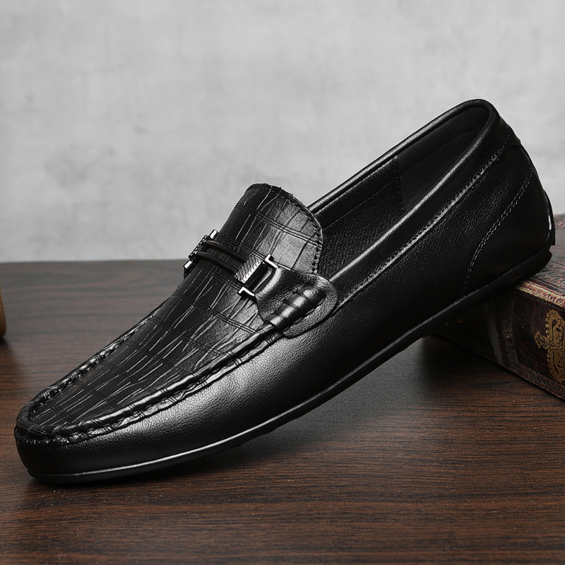 Summer high-end peas shoes men's leather loafers one-step lazy shoes men's shoes net red hot driving special shoes