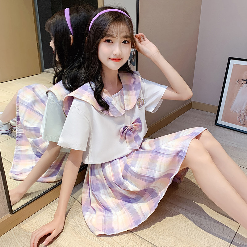 Girl Jk Uniform Dress Genuine Ik Summer Children Original-k Dress Stroke Tingk Elementary School Kids Summer Group Skirt Suit-Taobao
