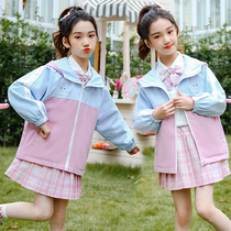 jk uniform skirt Primary School students genuine autumn girl ik group skirt kingk Ding k full set children autumn gk suit