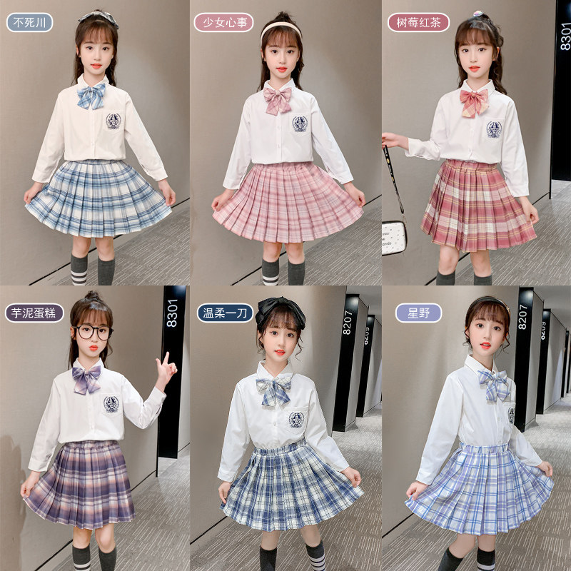 jk Uniform elementary school students autumn girls zk group skirt skirt skirt skirt in summer children gk sailor dress 9
