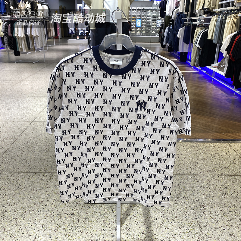 Mlb Men's and Women's Short-Sleeved 2025 Summer New Product Ny Old Pattern Full Logo Casual Sportswear Round Neck T-Shirt 3Atsm0553