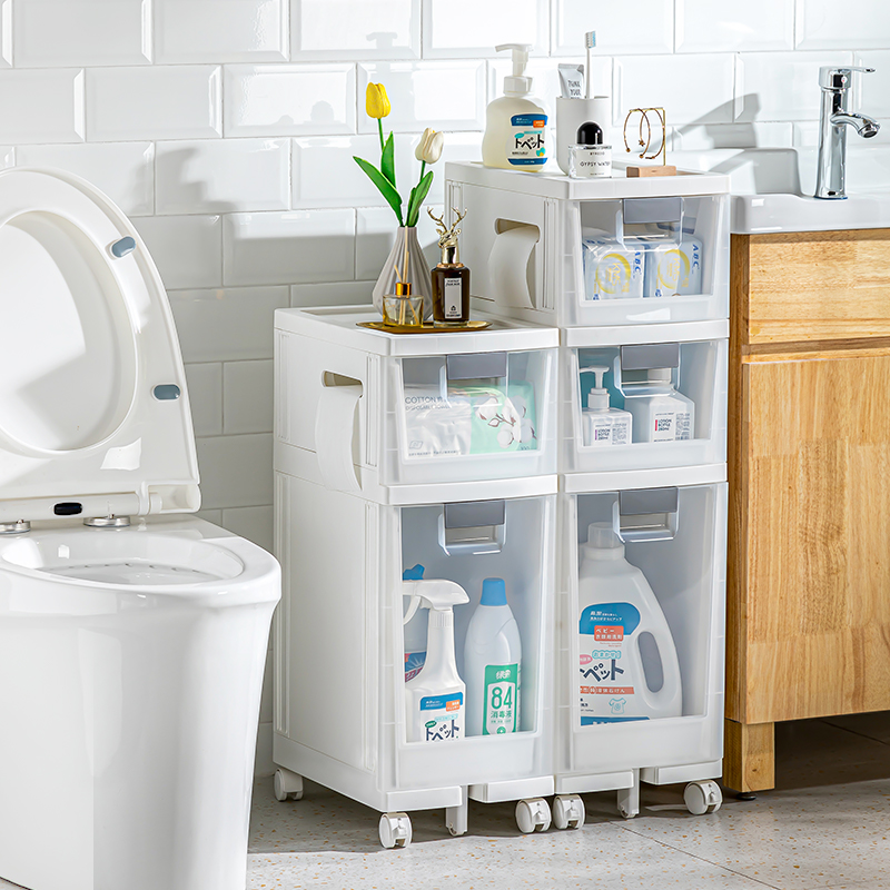 Dressing room bathroom rack household crevice drawer-type gap storage shelf narrow floor-to-ceiling multi-layer toilet side cabinet
