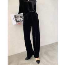 Mars Jiamin Silk Velvet Wide Leg Pants Women's Elastic Waist Temperament Joker High Loose Casual Pants Pants