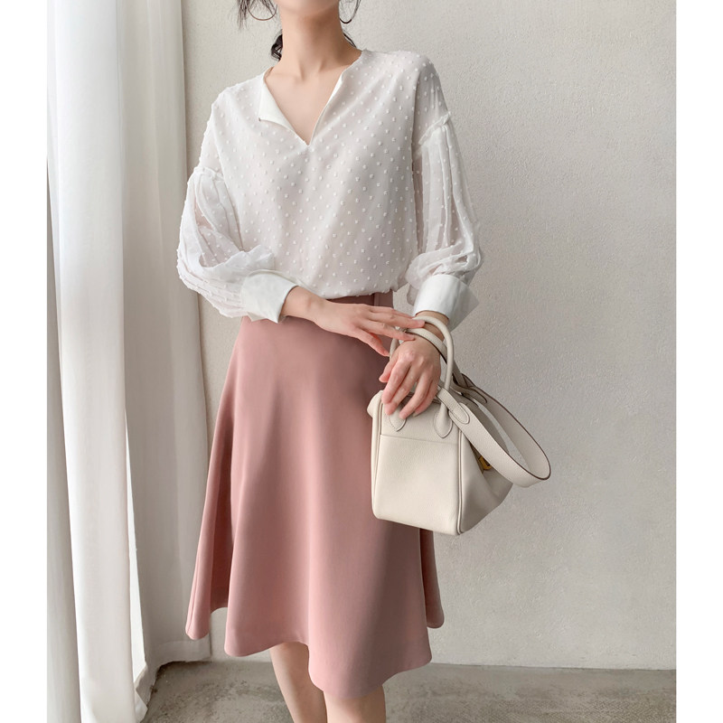 Ma's Jiamin three-dimensional fabric lined with real silk palace-style blouse shirt