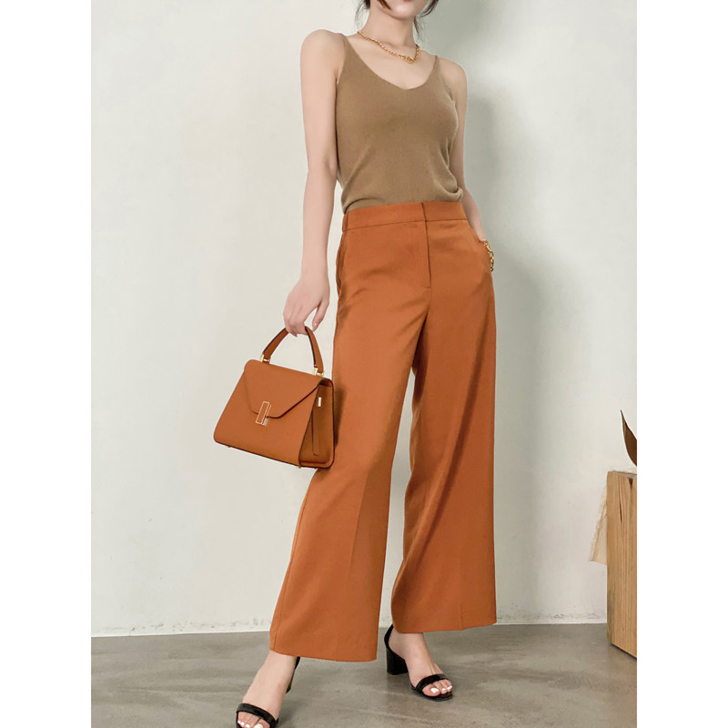 Mars Jiamin New Japanese imported triacetic acetic acid fabric tightened waist legs and pants nine - point straight pants