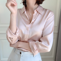 Mars Jiamin Early Spring New Stretch Crepe Satin slim-fit silk shirt Long-sleeved top Low-key luxury