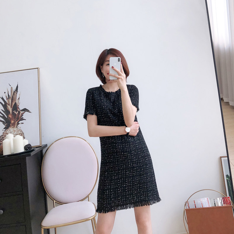Ma's clothing Spring Festival New products Japan Imports coarse flowers Wool Classic Round Neckline Subian Foreign Dress