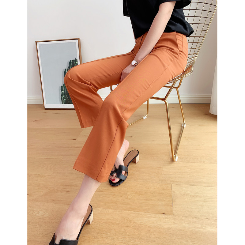 Mars Kamin Summer Triacetic acetic acid fabric high waist nine micro - lama laid pants