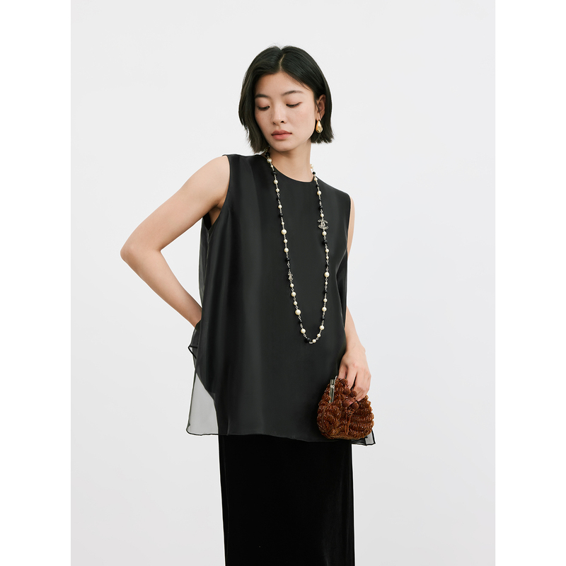 Mas&Jm Japanese Style Double-Layer Sleeveless A-Line Fashionable Age-Reducing Top 652336 Mas&Jm Japanese Style Double-Layer Sleeveless A-Line Fashionable Age-Reducing Top 652336