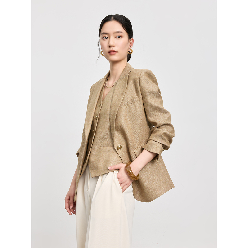 Mas&Jm Old Money Style Gold Thread Linen Blazer Tailored Slim Fit Linen Suit 652376 Mas&Jm Old Money Style Gold Thread Linen Blazer Tailored Slim Fit Linen Suit 652376