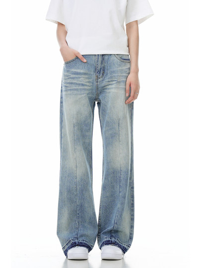 Verborgen Light Blue Design Jeans 2024 New Loose Straight Wide Leg American High Street Trendy Brand