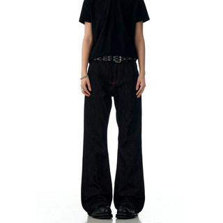 Verborgen Old Money Style Red Contrast Stitching Flared Jeans Unisex Trendy Brand Loose Cleanfit Pants