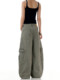 Verborgen American Retro Deconstructed Brown Scimitar Cargo Pants Unisex Trendy Loose Wide-Leg Sickle Pants
