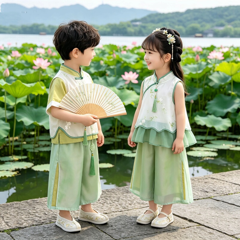 Hanfu Boys' Traditional Chinese Performance Costume Children's New Chinese Style Suit Girls' Ancient Style Dance Kindergarten Dragon Boat Festival Tang Suit Summer Hanfu Boys' Traditional Chinese Performance Costume Children's New Chinese Style Suit Girls' Ancient Style Dance Kindergarten Dragon Boat Festival Tang Suit Summer