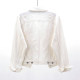 2024 Spring New Korean Style Versatile Frayed Long Sleeve Denim Jacket Women's Short Loose White Top Jacket Trendy