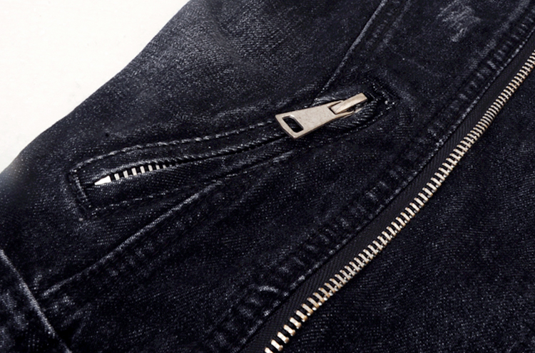 Mùa xuân và mùa thu phù hợp với cổ áo dây kéo ngắn lỗ không tay denim vest nữ áo khoác màu đen vest jacket vest vest áo phao nữ hàng hiệu
