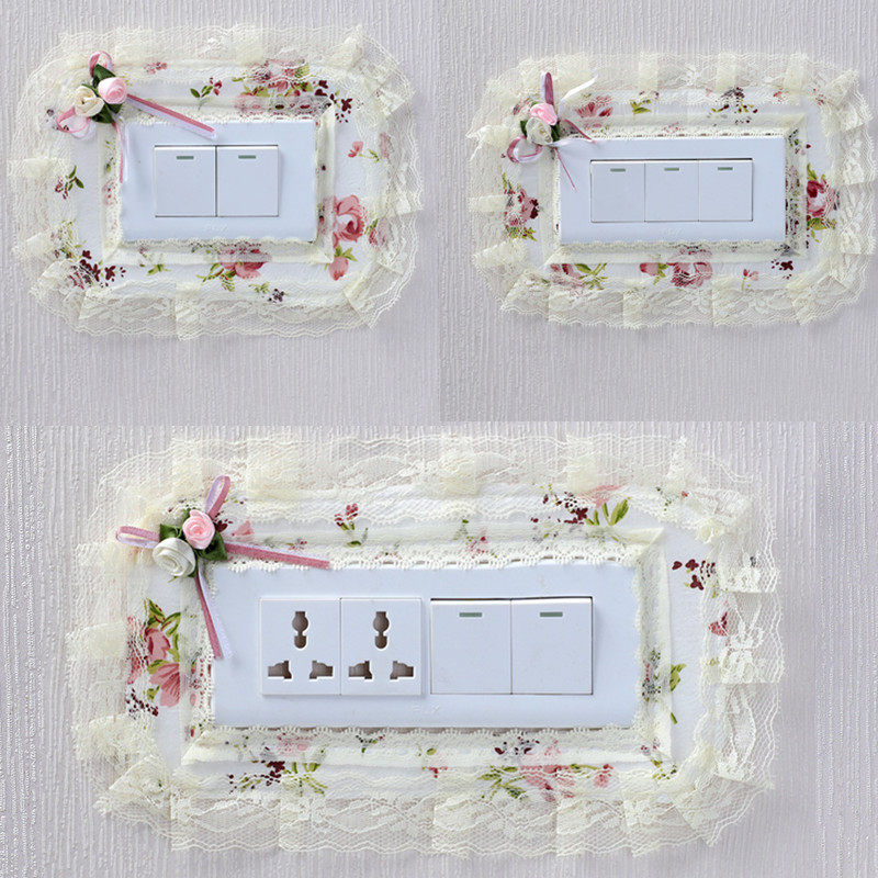 118 switch protective cover switch paste fabric lace wall sticker living room light socket decorative sleeve creative modern simplicity