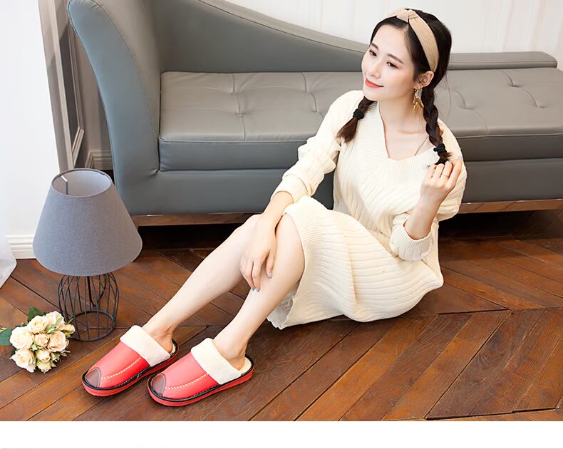 Đôi dép bông nữ nhà nhà chống trượt da dày dưới sàn trong nhà dép len mùa đông giày nam ấm áp dép đi trong nhà cute