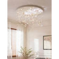 French-Style Light Luxury Atmospheric Butterfly Flower Crystal Ceiling Lamp for Living Room, Bedroom, Dining Room, Led Round Villa Duplex Floor Lamp
