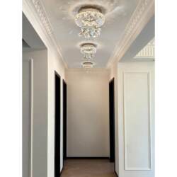 French-Style Light Luxury Crystal Ceiling Lamp, Entrance Hallway Corridor Lamp, Modern Simple and Elegant Flower Decoration Eye-Protecting Lighting Fixture