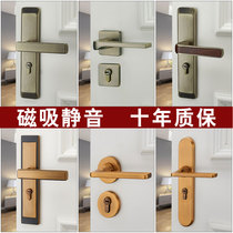 Yellow bronze new Chinese door lock indoor bedroom green ancient solid wood door door door handle silent magnetic lock lock household
