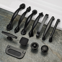 Cabinet drawer handle American black wardrobe door handle modern simple European style cabinet invisible single hole small handle