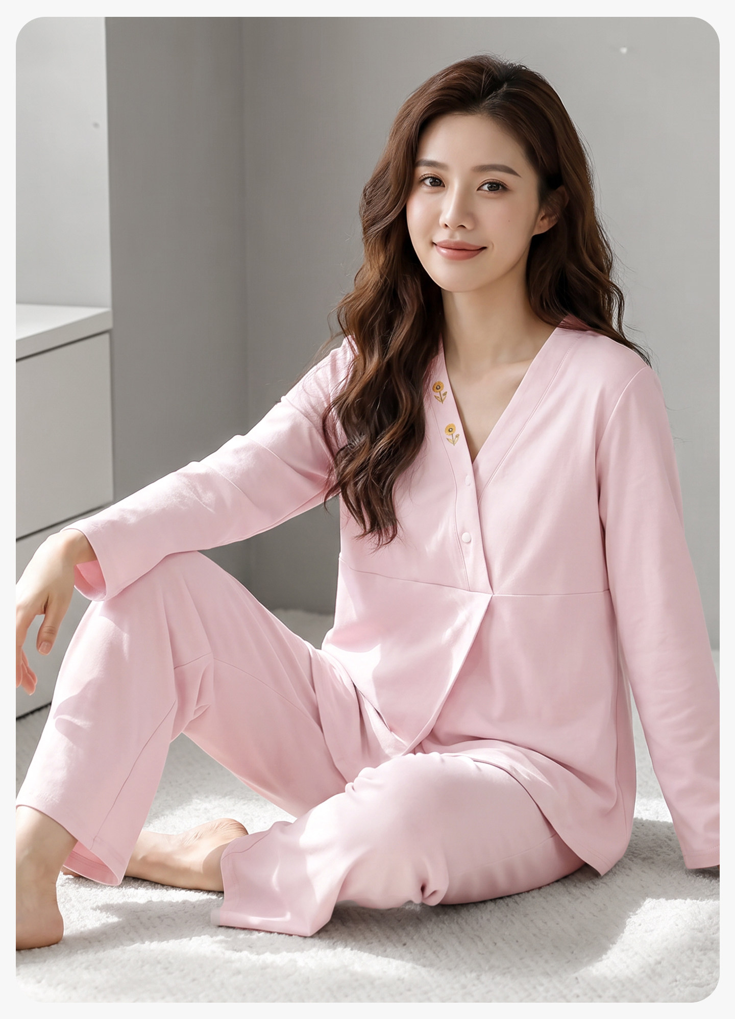 帽子带胸垫秋冬月子服纯棉哺乳睡衣春秋坐月子女孕妇不勒肚家居服 — 20