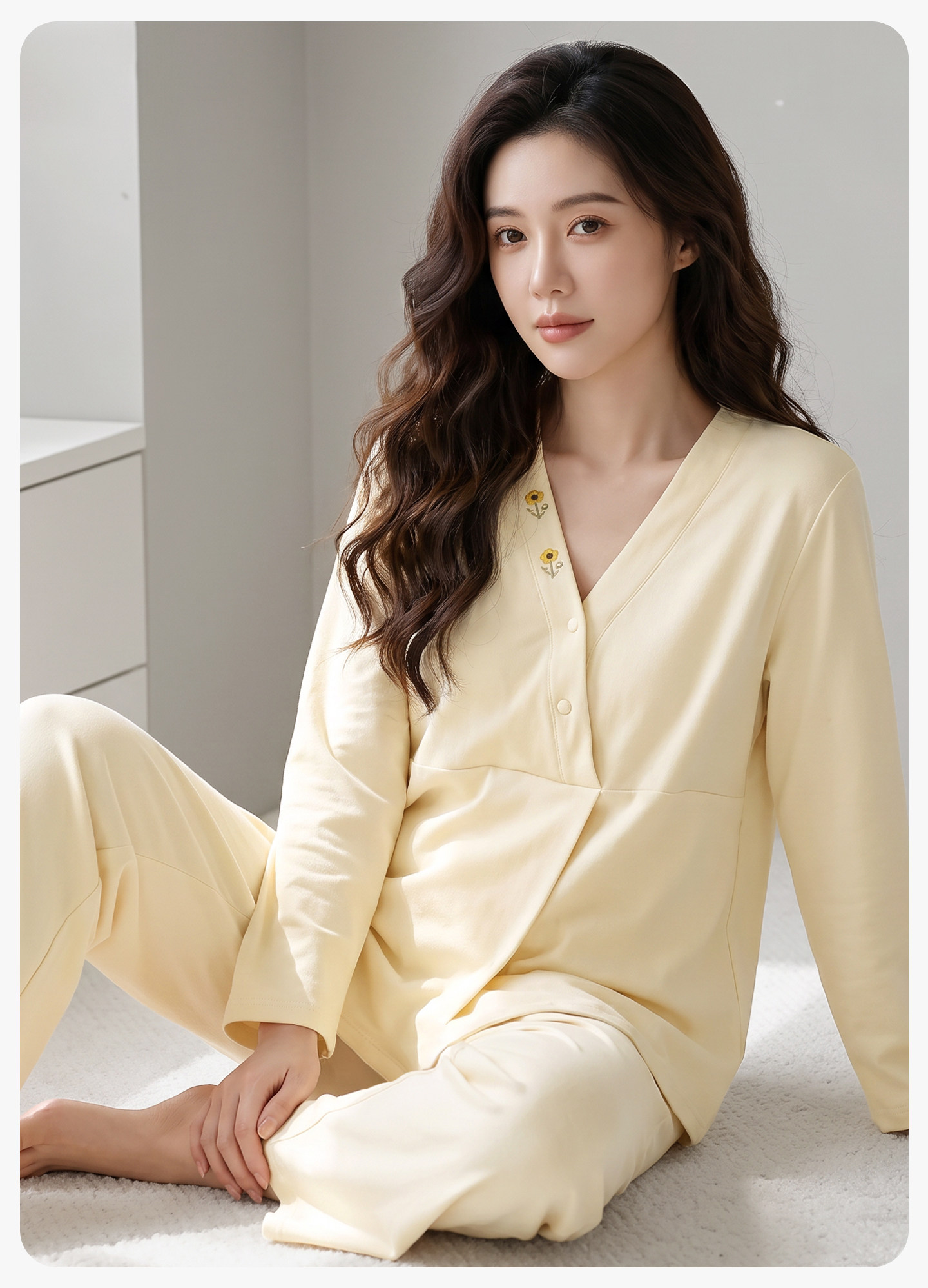 帽子带胸垫秋冬月子服纯棉哺乳睡衣春秋坐月子女孕妇不勒肚家居服 — 22