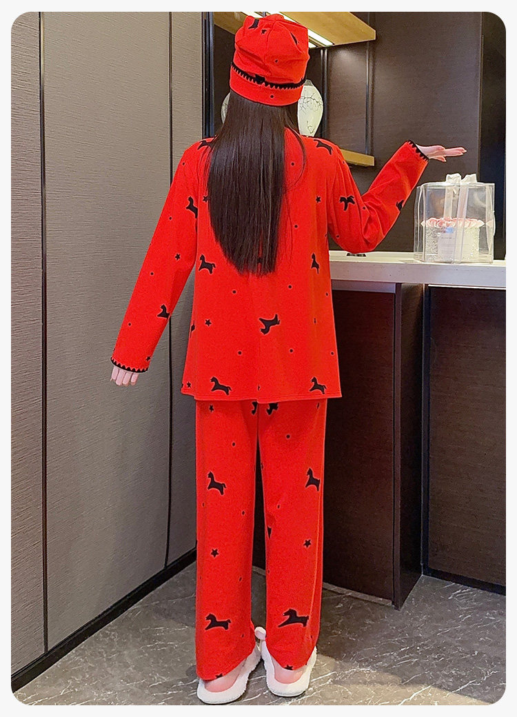 送帽子秋冬纯棉月子服10月份产后孕妇哺乳睡衣套装春秋产妇家居服 — 19