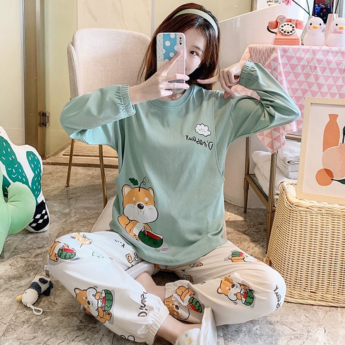 Летняя тонкая хлопковая послеродовая демисезонная осенняя пижама для молодой матери для кормящих грудью, 5 мес.