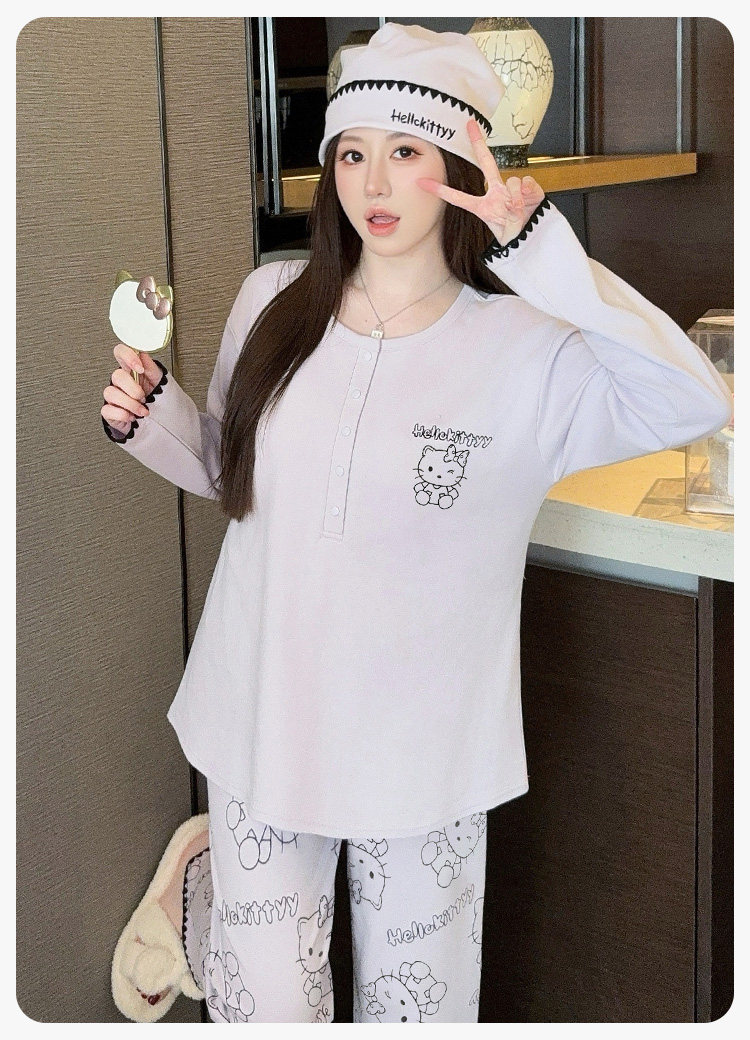 帽子带胸垫月子服纯棉哺乳睡衣产后孕妇春秋冬季产妇家居服可外穿 — 17