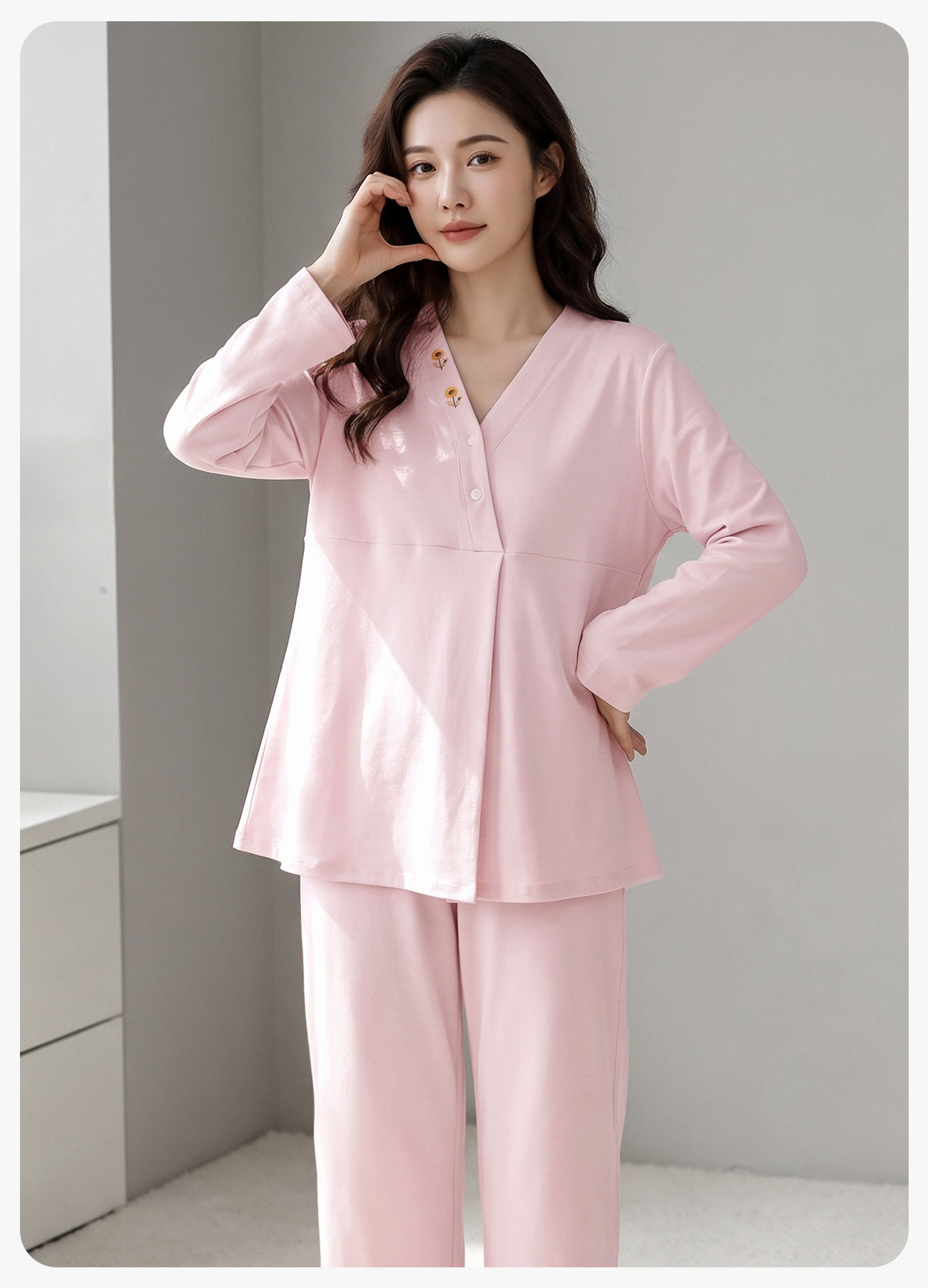 帽子带胸垫秋冬月子服纯棉哺乳睡衣春秋坐月子女孕妇不勒肚家居服 — 21