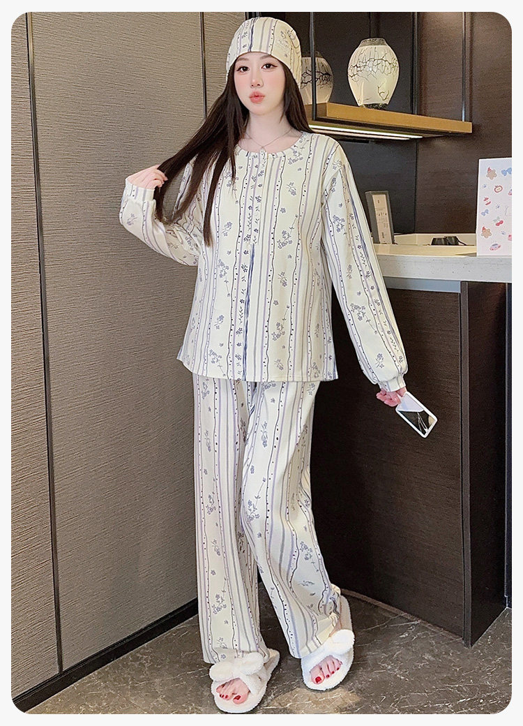 带帽子产妇纯棉吸汗月子服春秋产后哺乳类秋冬孕妇睡衣套装可外穿 — 22