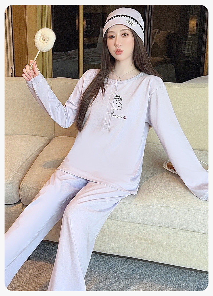 带帽子月子服纯棉春秋吸汗四季款孕妇睡衣秋冬产后产妇哺乳家居服 — 16