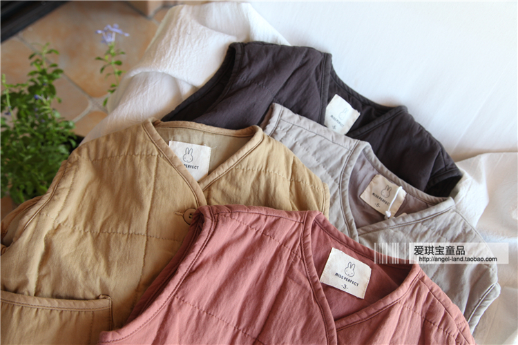 Bé trai và bé gái oversized vest mỏng chần vest áo gile cotton mềm mại cho bé