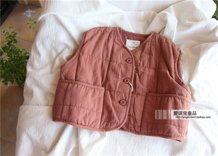 Bé trai và bé gái oversized vest mỏng chần vest áo gile cotton mềm mại cho bé