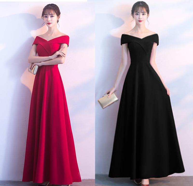 Black Evening Dress for Women 2025 New Style, Elegant and Graceful, Off-Shoulder, Long, Slimming, Suitable for Annual Meetings and Hostesses, Autumn Black Evening Dress for Women 2025 New Style, Elegant and Graceful, Off-Shoulder, Long, Slimming, Suitable for Annual Meetings and Hostesses, Autumn