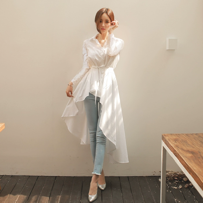 Áo sơ mi nữ 2020 xuân hè mới của phụ nữ áo dài tuxedo cardigan áo sơ mi Slim là chiếc váy mỏng của phụ nữ - Áo sơ mi